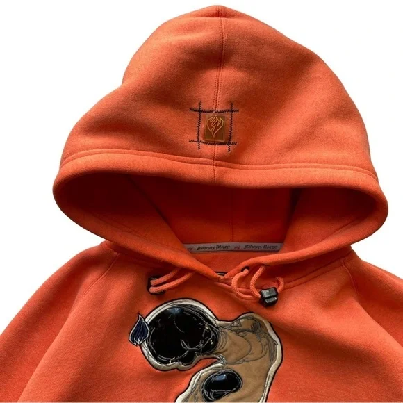 Johnny Blaze Hooded Sweatshirt size L orange Vintage 90s
